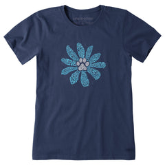 Women's Flower Love Paw Short Sleeve Crusher Tee