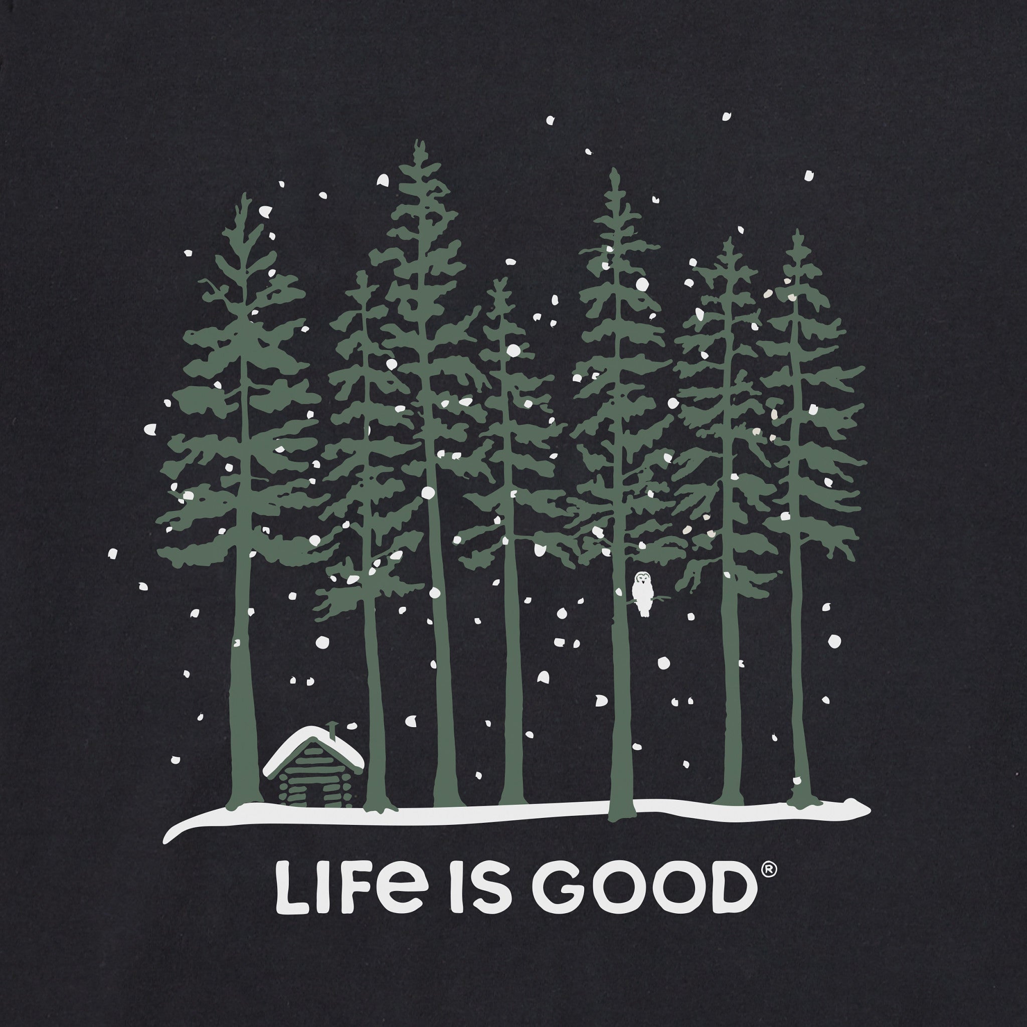 Men's Snowy Owl Tall Pines Long Sleeve Crusher Tee