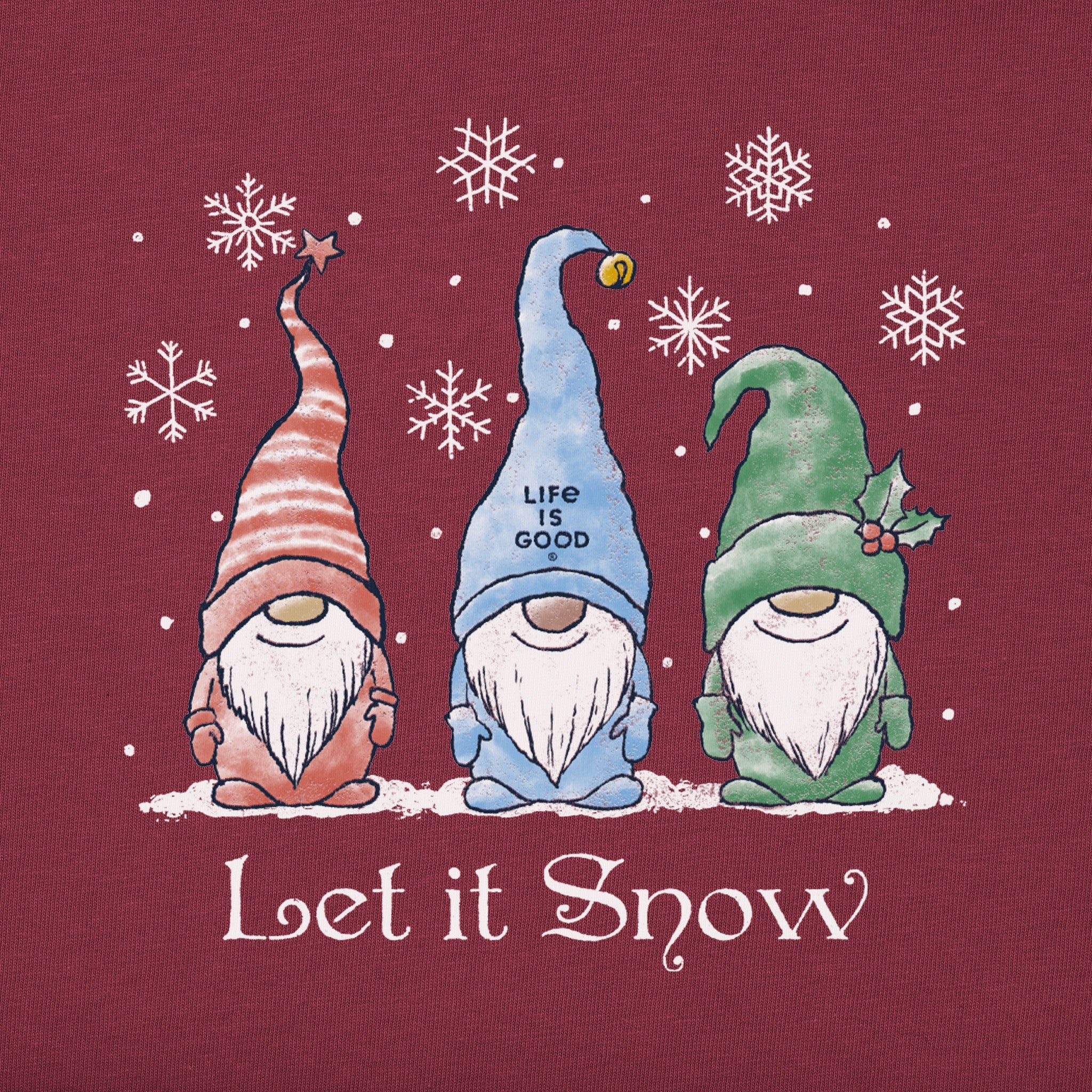 Women's Let it Snow Gnomes Long Sleeve Crusher Tee