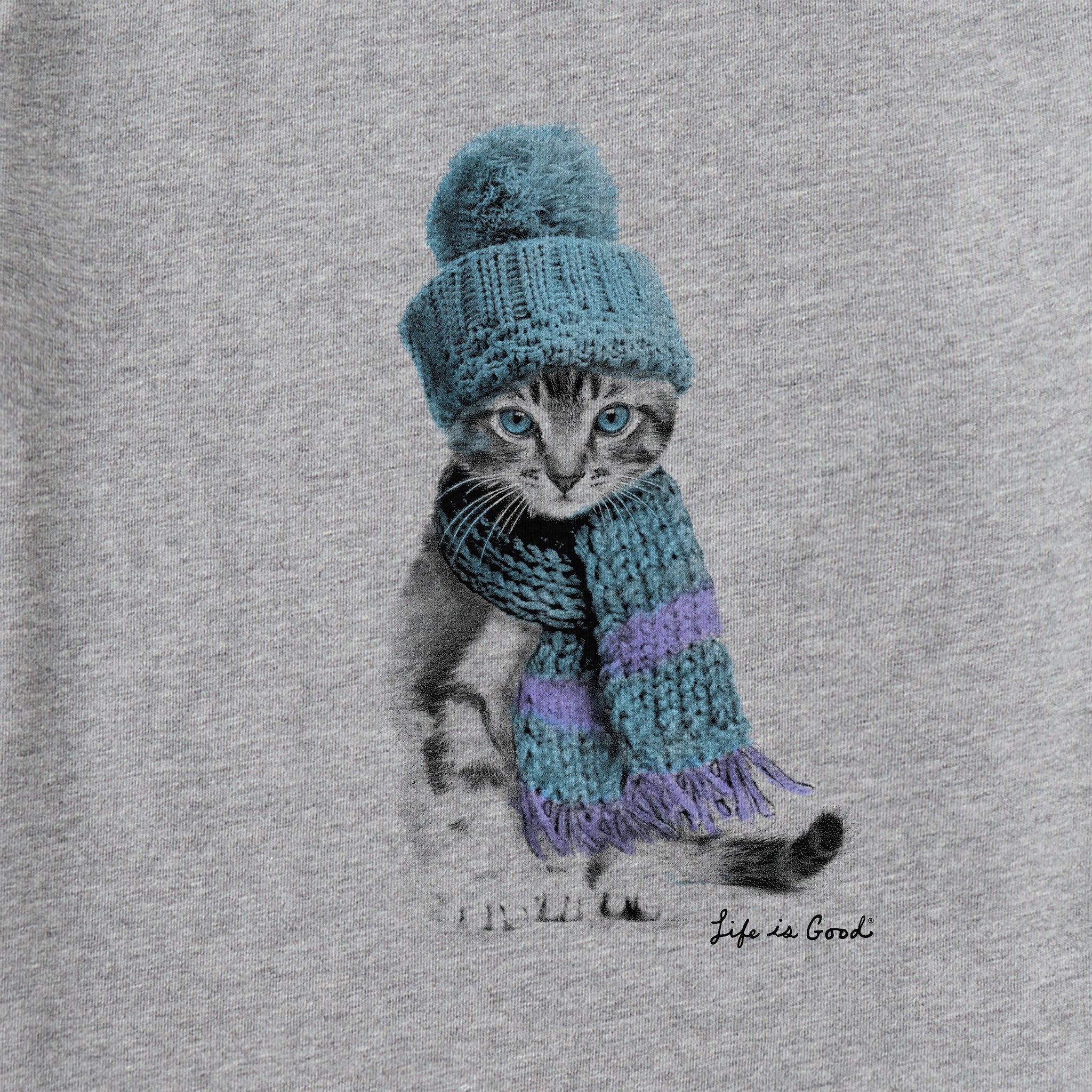 Kids Winter Cat Hat Long Sleeve Crusher Tee