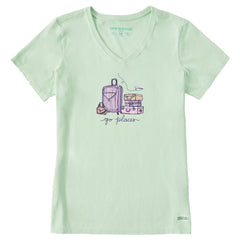 Women's Go Places Luggages Short Sleeve Crusher Vee