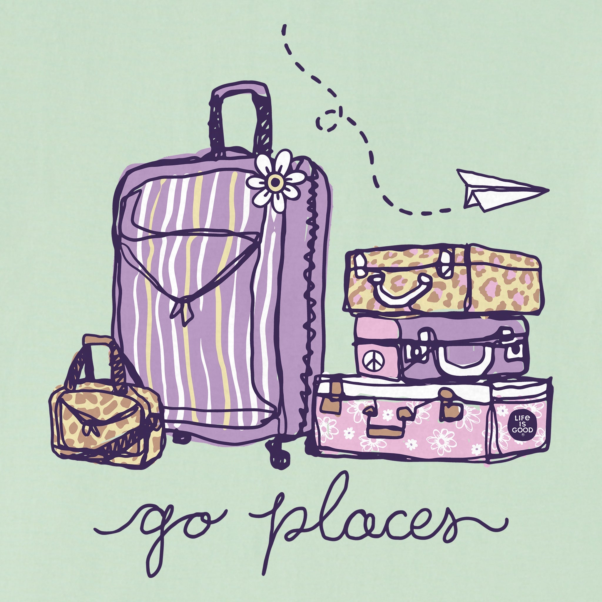 Women's Go Places Luggages Short Sleeve Crusher Vee