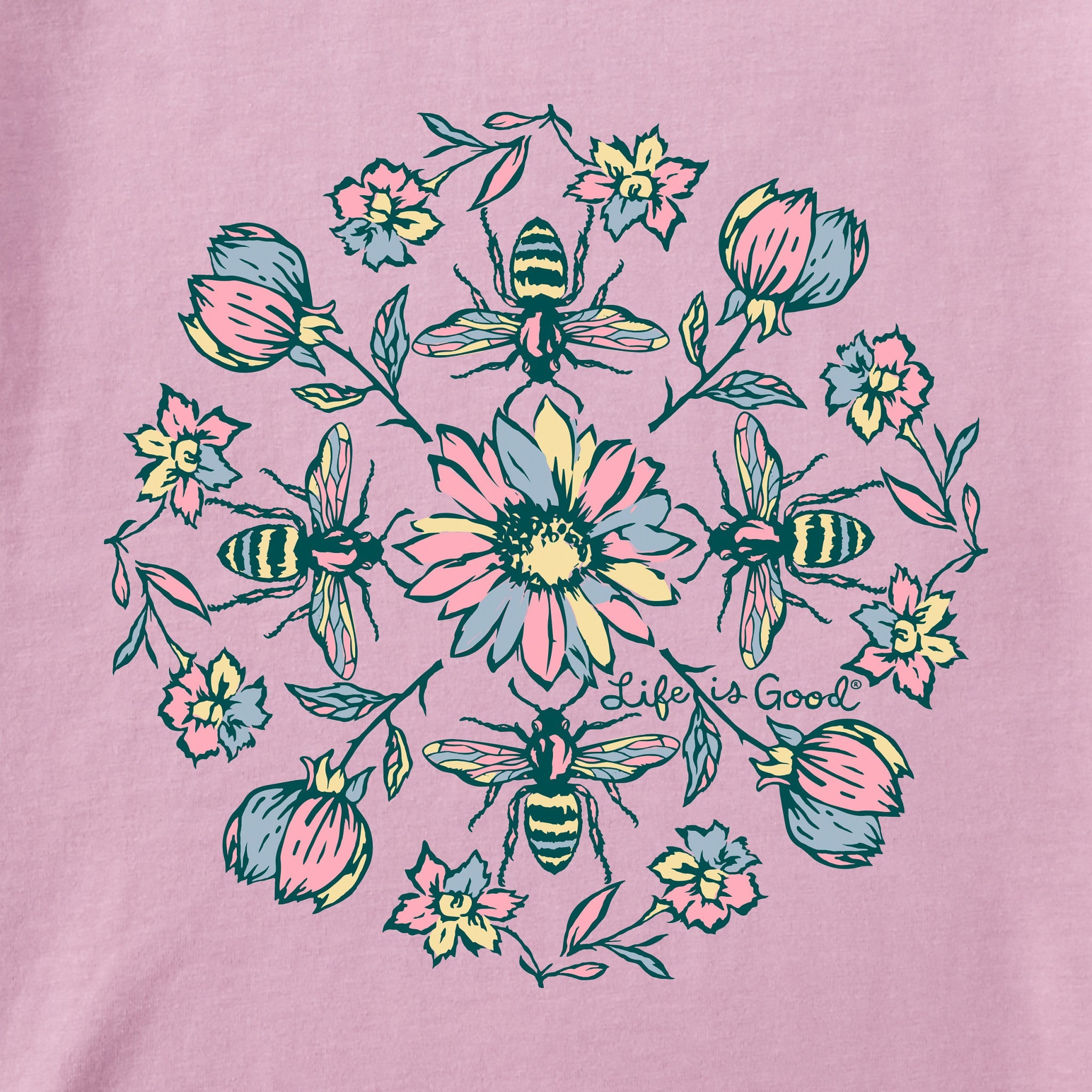Women's Floral Bee Mandala Short Sleeve Tee