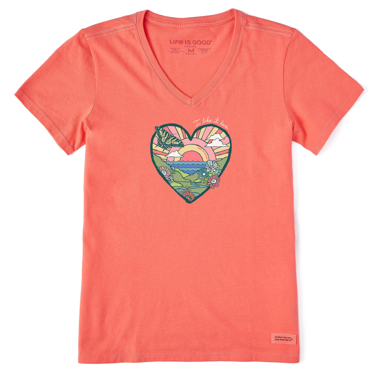 Women's I Like it Here Heart Short Sleeve Crusher-LITE Vee