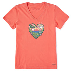 Women's I Like it Here Heart Short Sleeve Crusher-LITE Vee