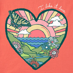 Women's I Like it Here Heart Short Sleeve Crusher-LITE Vee
