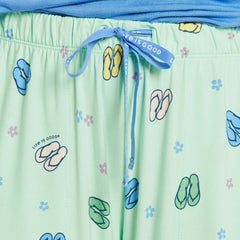 Women's Flip Flop Daisy Pattern Lightweight Sleep Pant