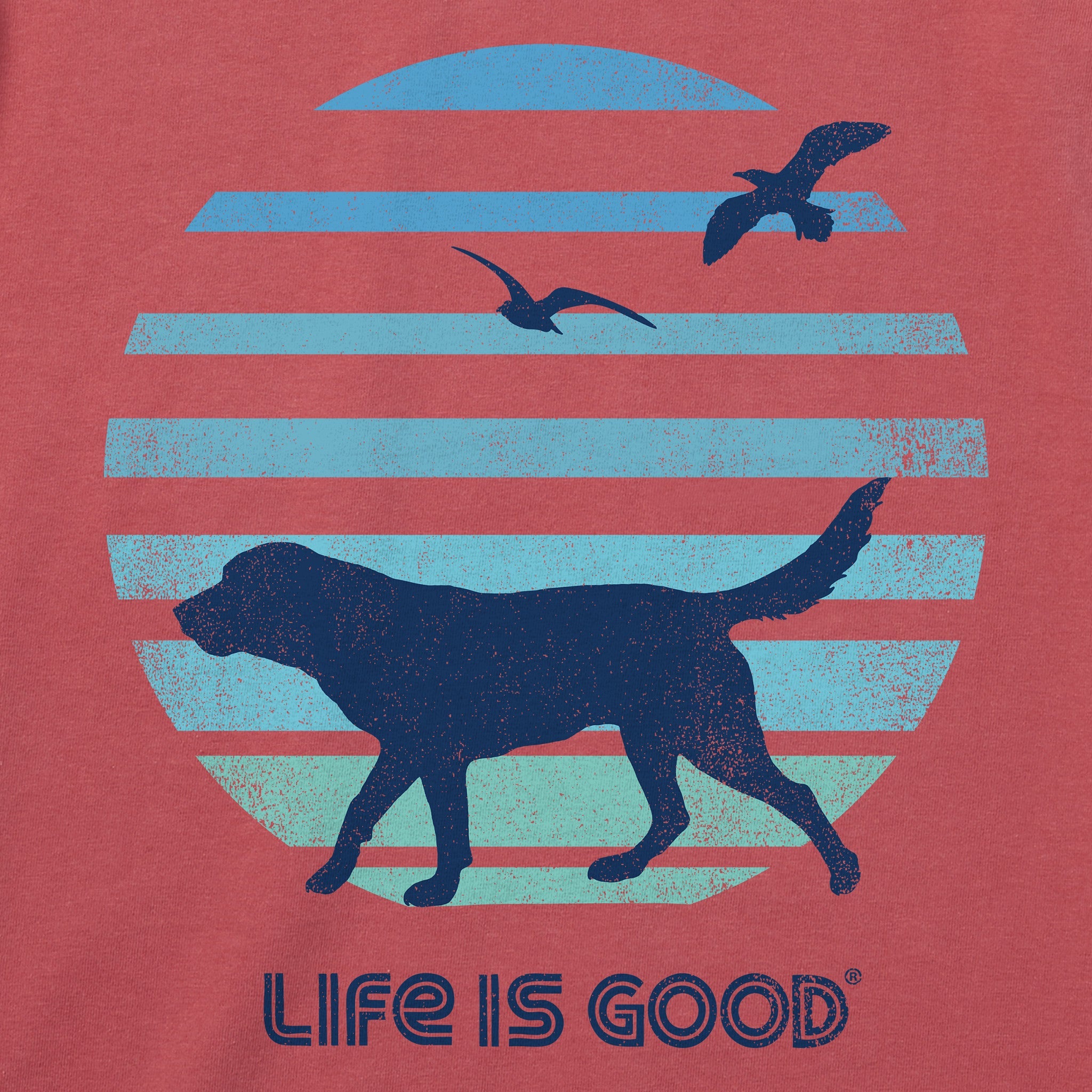 Men's 70's Retro Dog Beach Walk Short Sleeve Crusher Tee