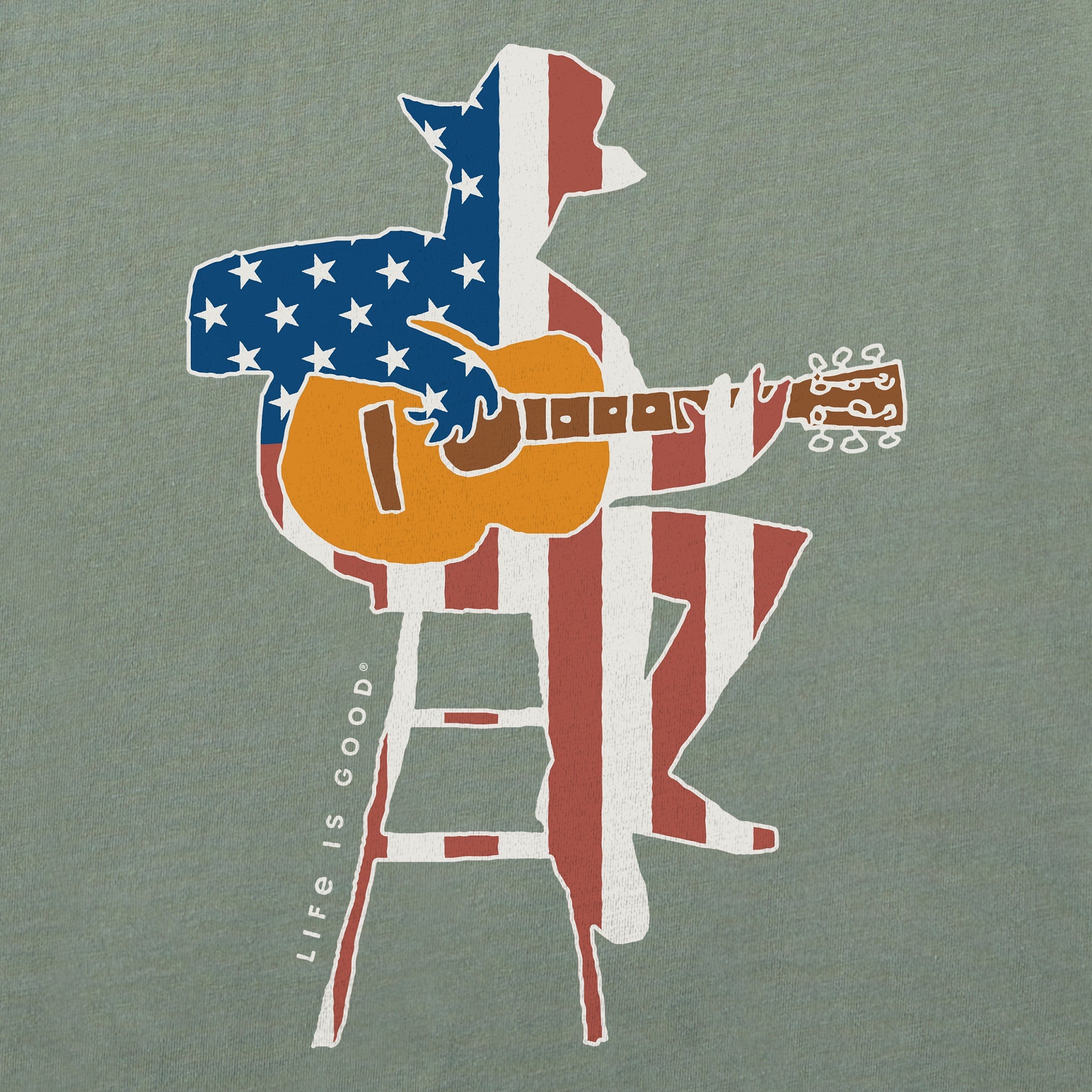 Men's Americana Guitarist Short Sleeve Crusher Tee