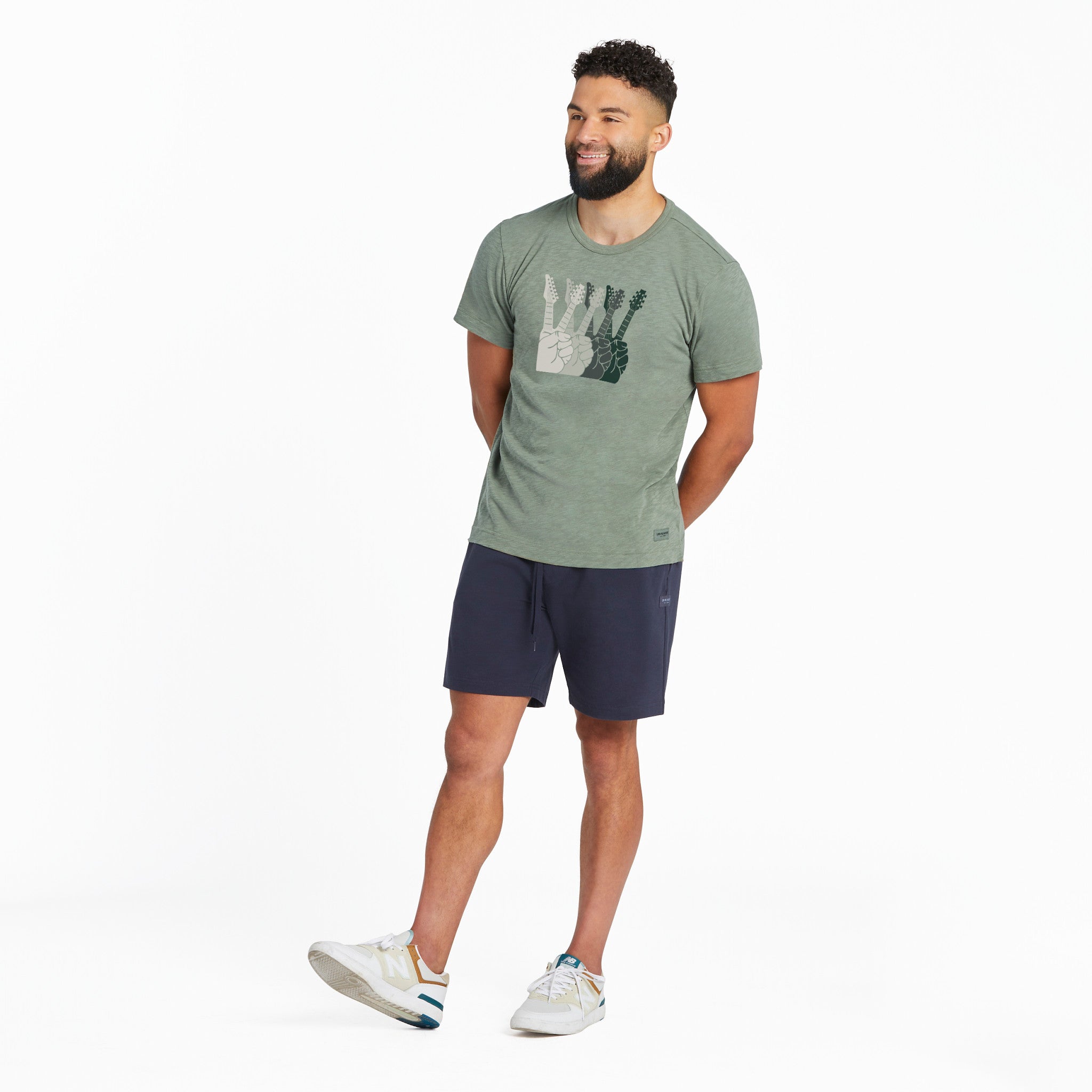 Men's Simple Peace Guitars Textured Slub Tee