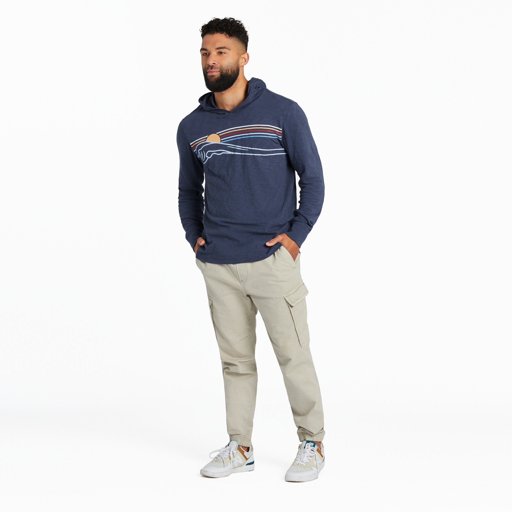 Men's Wave Stripe Textured Slub Hoodie