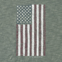 Men's Vertical USA Flag Hand Drawn Textured Slub Hoodie
