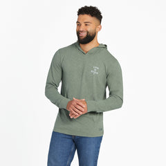 Men's Vertical USA Flag Hand Drawn Textured Slub Hoodie