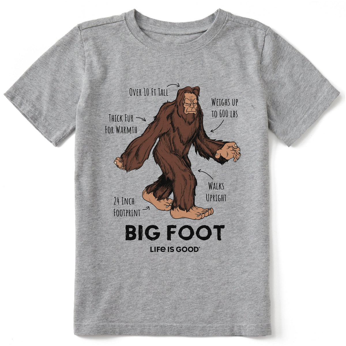 Kids Big Foot Facts Short Sleeve Crusher Tee