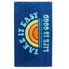 Adult Unisex Take It Easy Rainbow Waves Beach Towel
