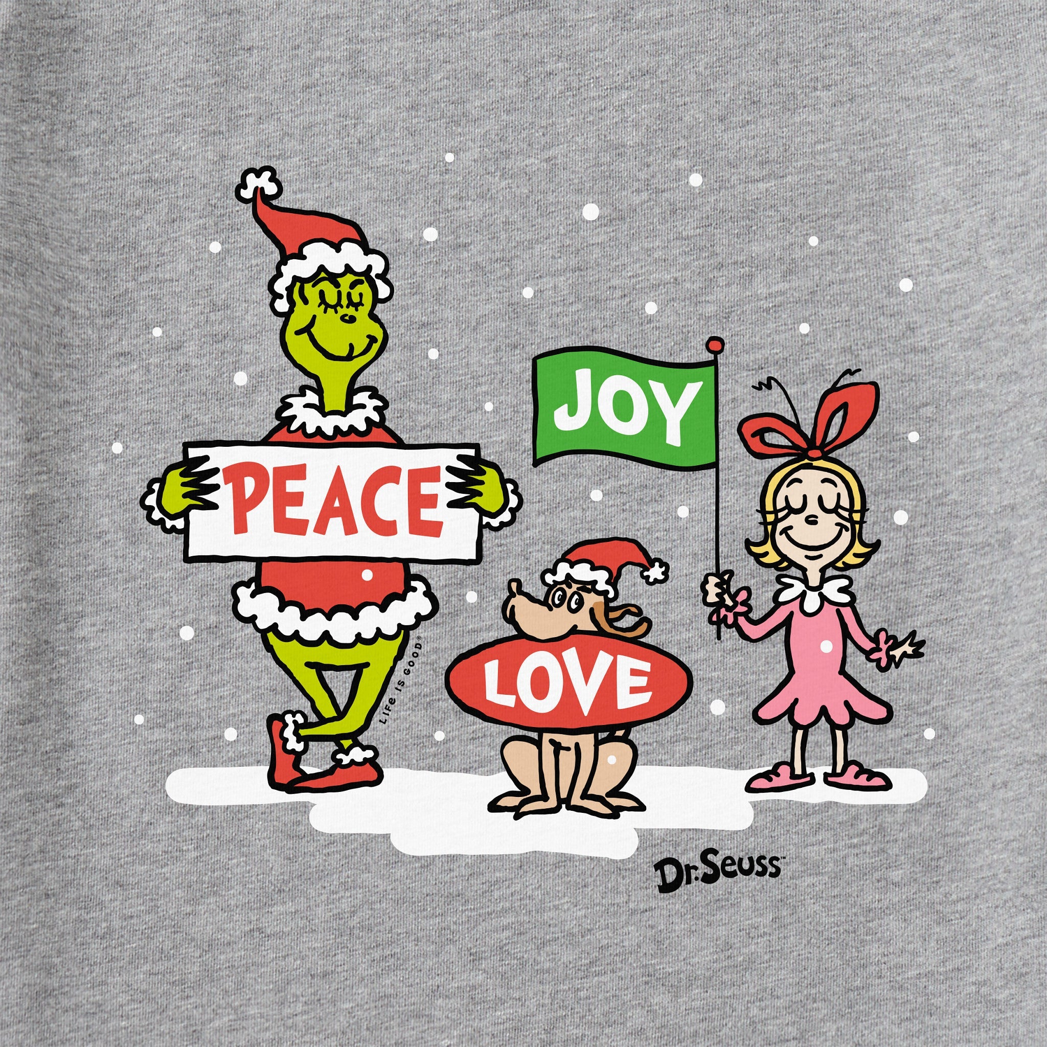 Women's Grinch Peace Love Joy Long Sleeve Crusher Tee
