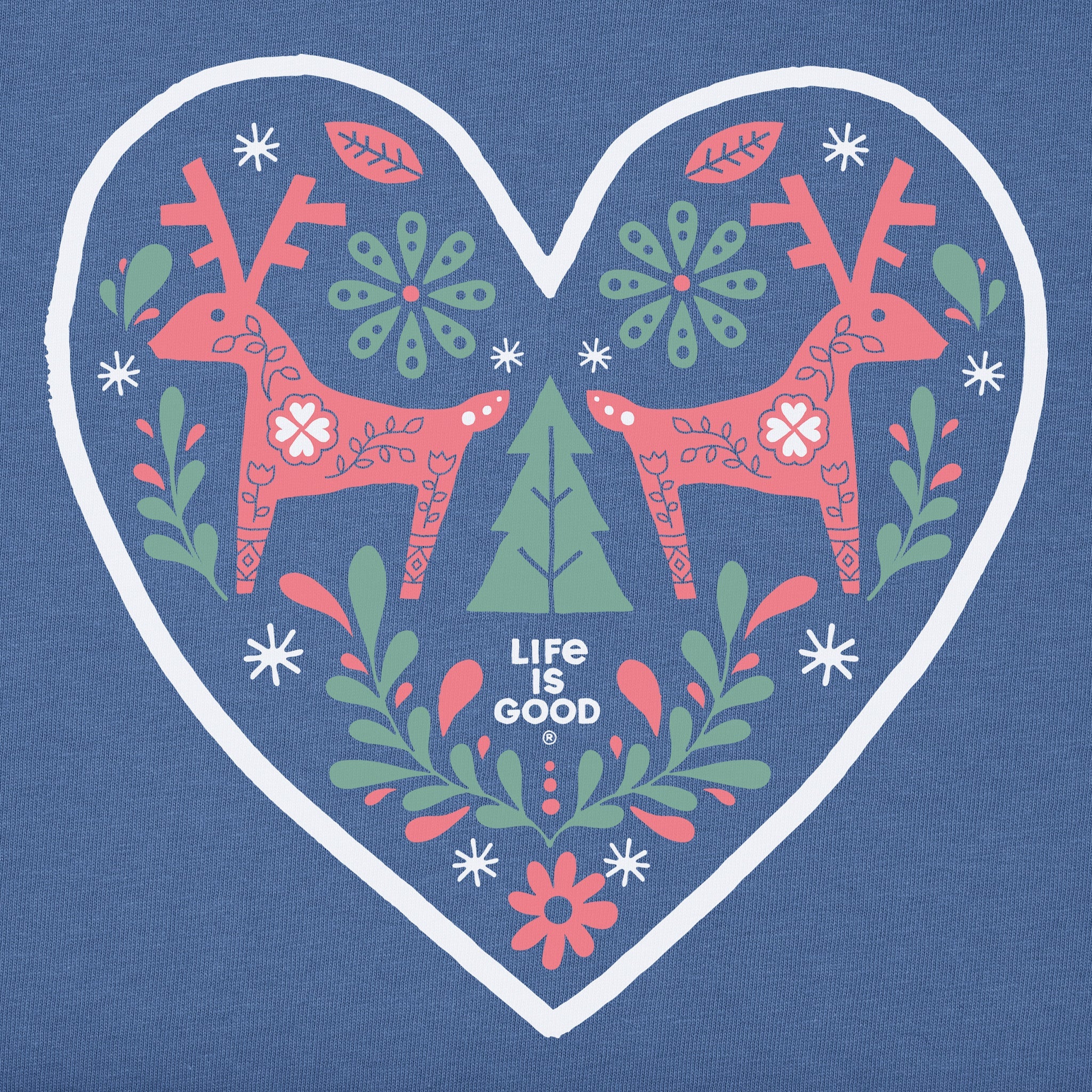 Women's Folk Winter Heart Long Sleeve Crusher Vee