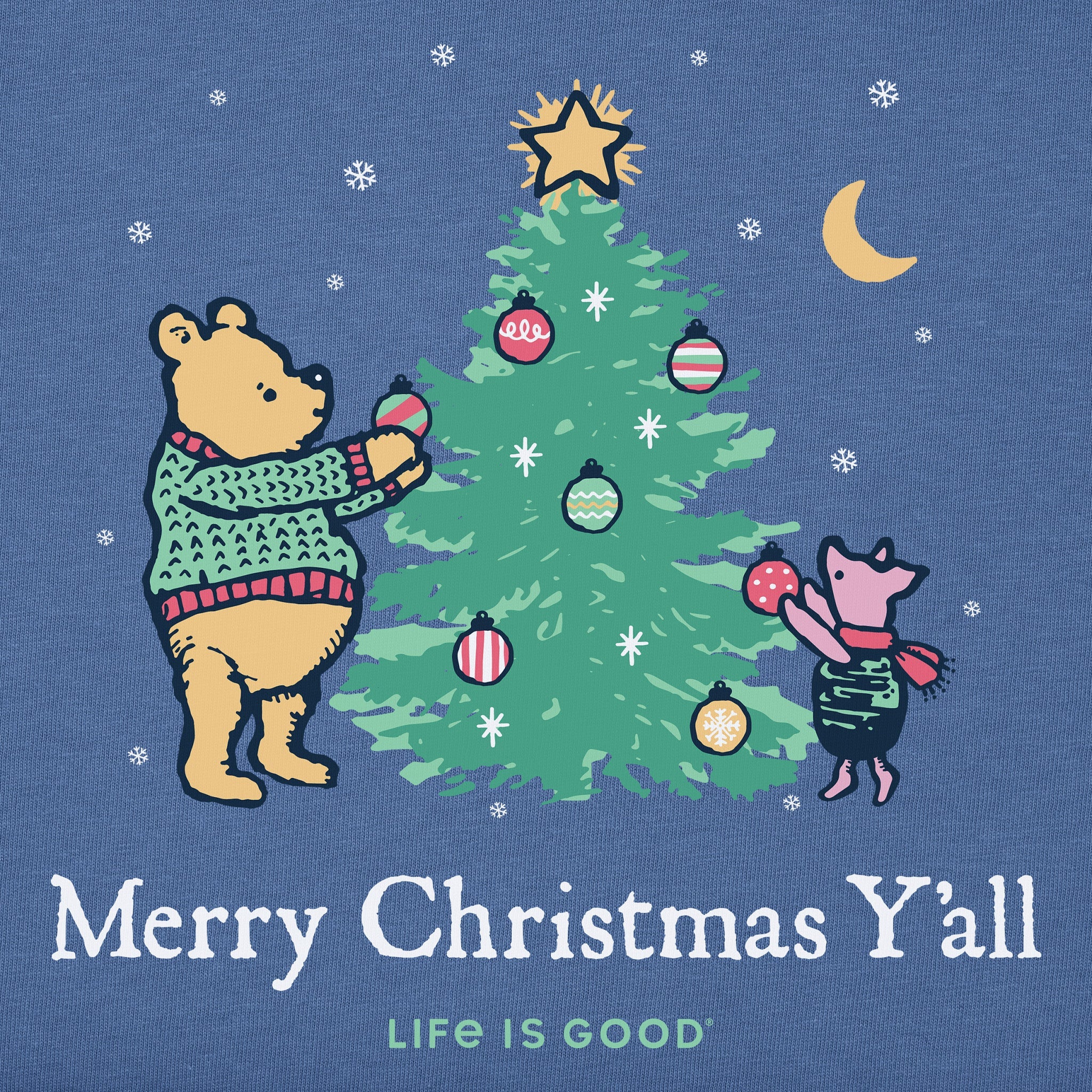 Men's Winnie Merry Christmas Y'all Long Sleeve Crusher Tee