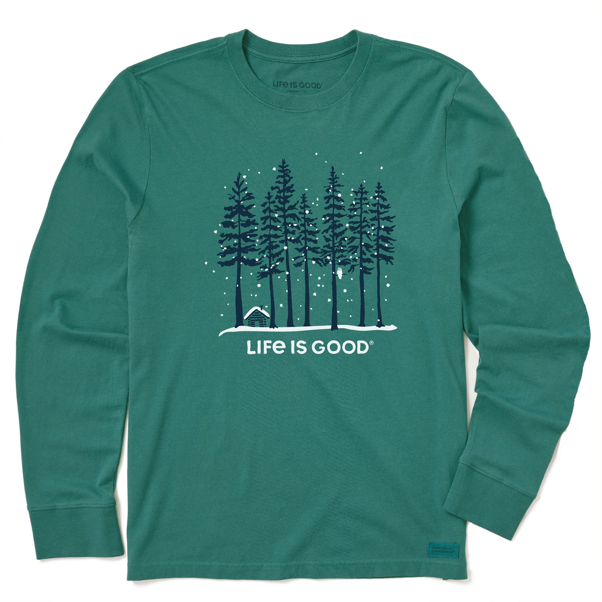 Men's Snowy Owl Tall Pines Long Sleeve Crusher Tee