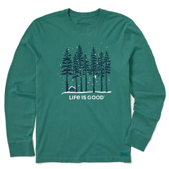 Men's Snowy Owl Tall Pines Long Sleeve Crusher Tee
