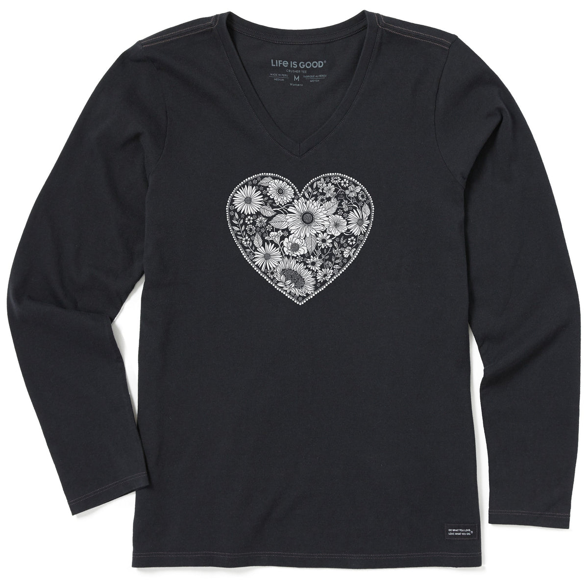 Women's Flowerful Love Long Sleeve Crusher Vee