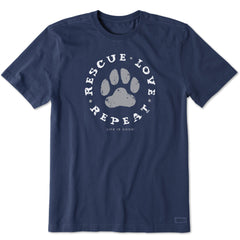 Men's Rescue Love Repeat Paw Short Sleeve Crusher Tee