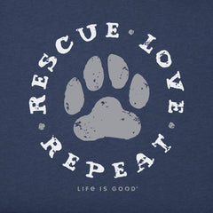 Men's Rescue Love Repeat Paw Short Sleeve Crusher Tee