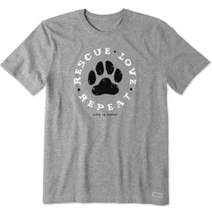 Men's Rescue Love Repeat Paw Short Sleeve Crusher Tee