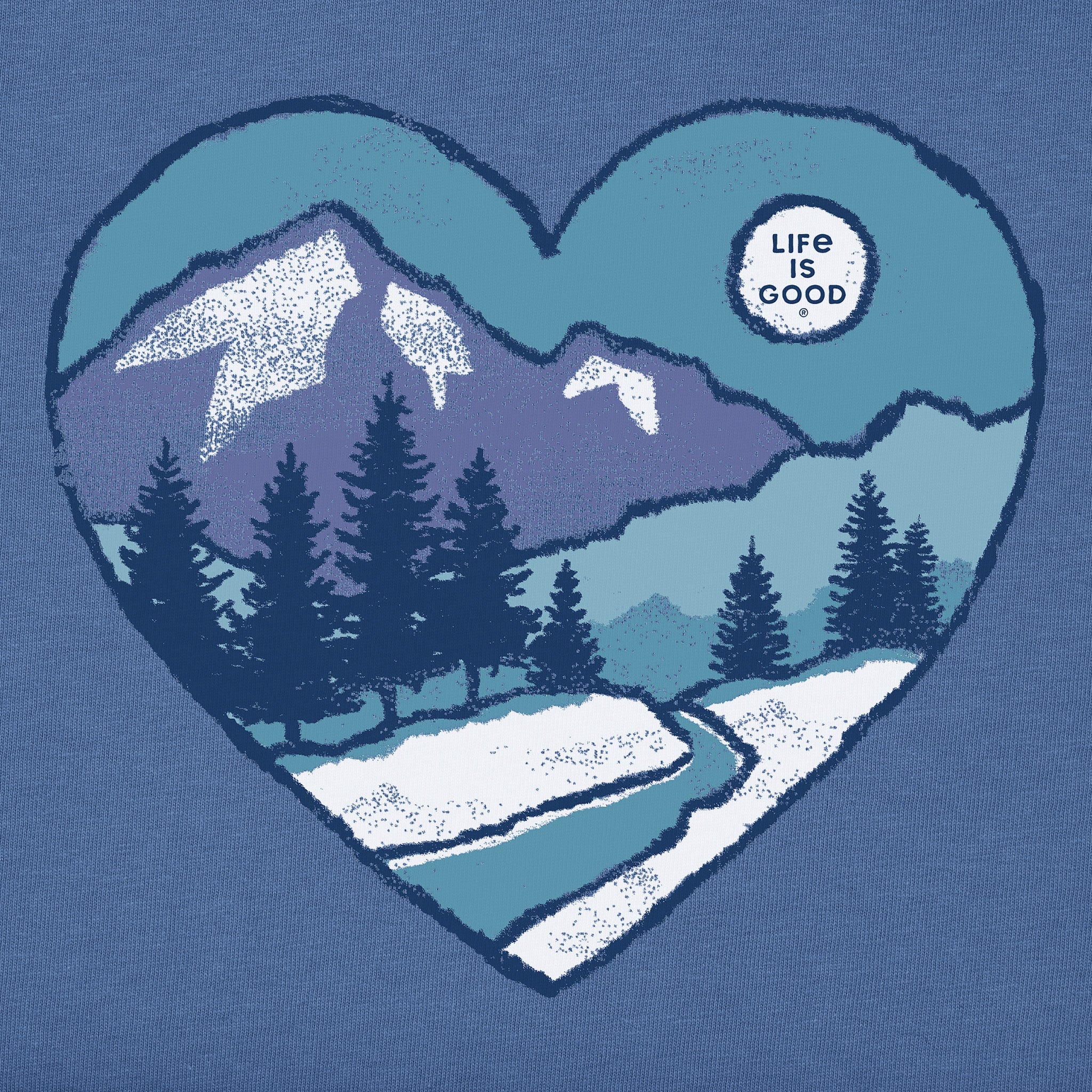 Women's Heart Snow Scene Short Sleeve Crusher Vee