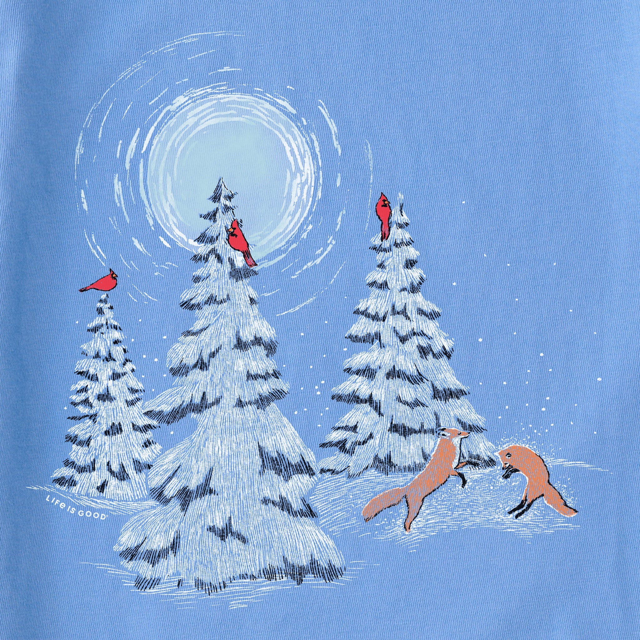 Women's Cardinals Snowy Trees Foxes Long Sleeve Crusher Tee
