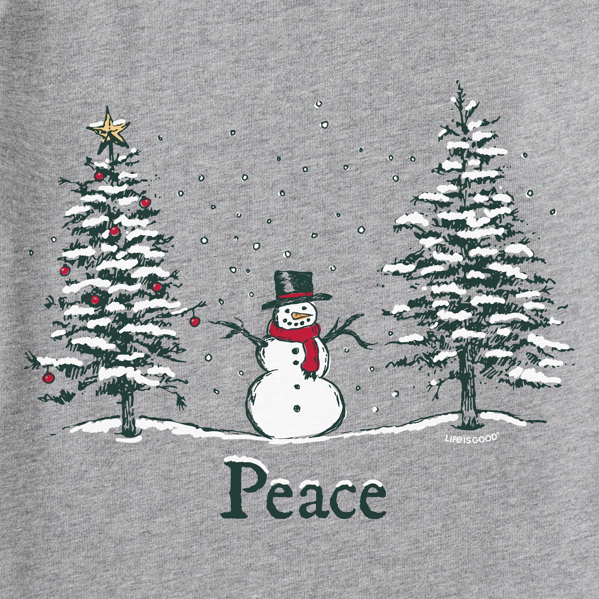 Men's Peace Trees Snowman Long Sleeve Crusher Tee