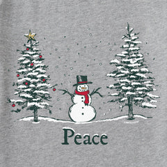 Men's Peace Trees Snowman Long Sleeve Crusher Tee