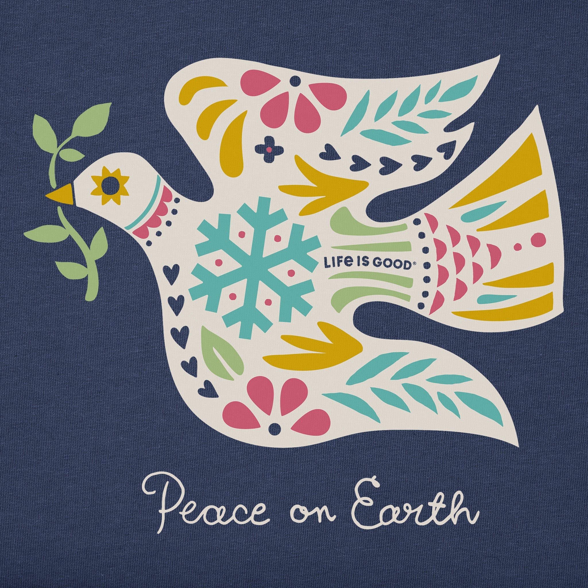 Women's Folkie Peace on Earth Dove Short Sleeve Crusher Vee