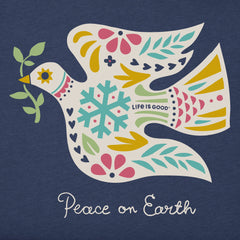 Women's Folkie Peace on Earth Dove Short Sleeve Crusher Vee