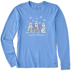 Women's Let it Snow Penguins Long Sleeve Crusher Tee