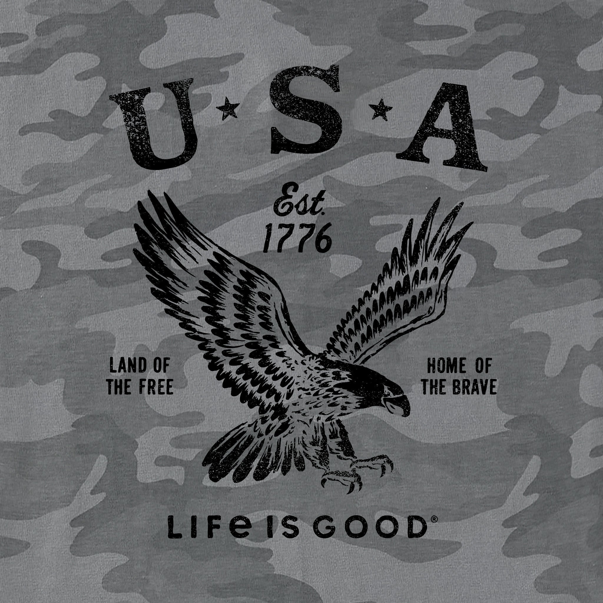 Men's USA 1776 Eagle Short Sleeve Allover Printed Crusher Tee
