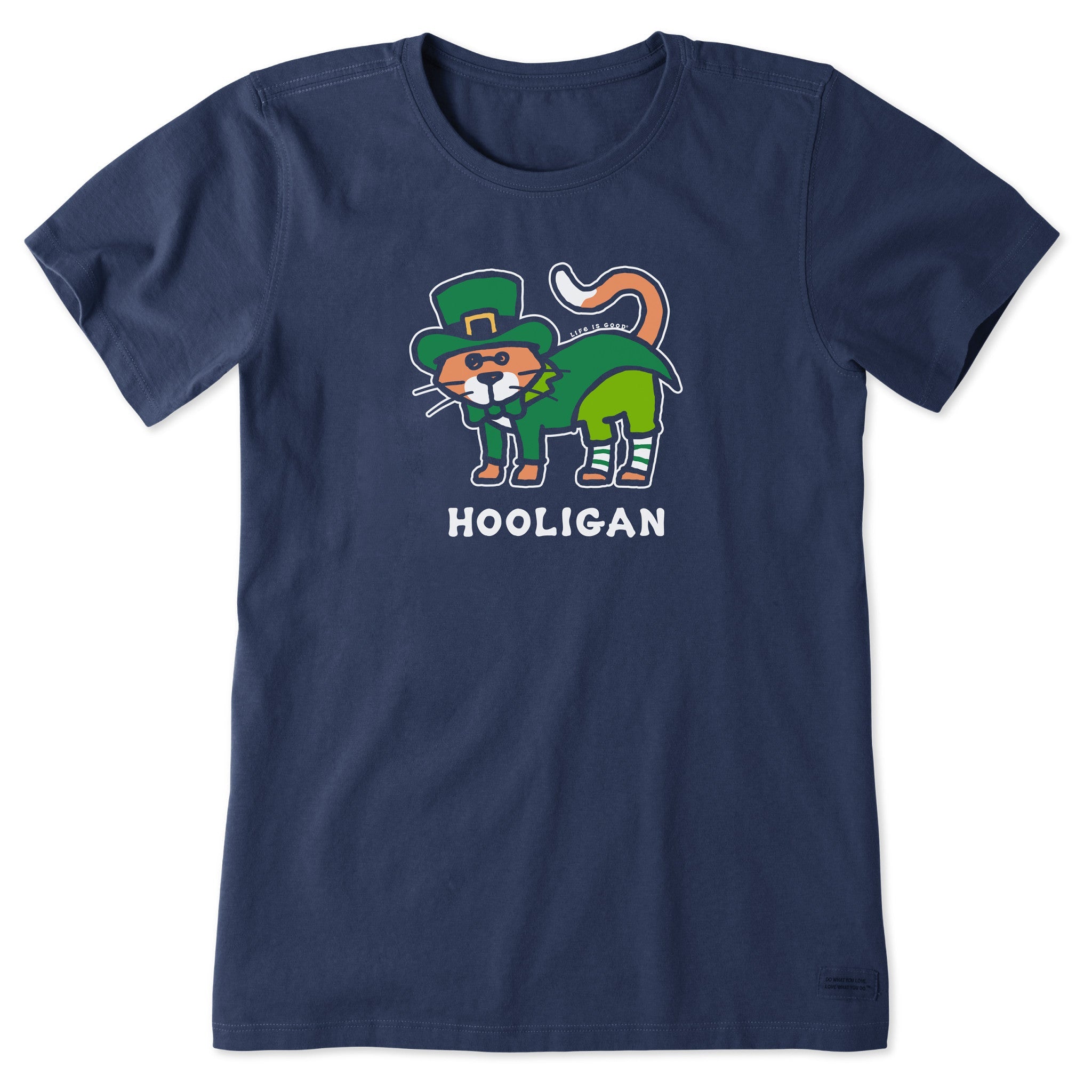 Women's Cat Lucky Leprechaun Short Sleeve Crusher Tee