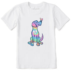 Kids Tie Dye Spring Dog Short Sleeve Crusher Tee
