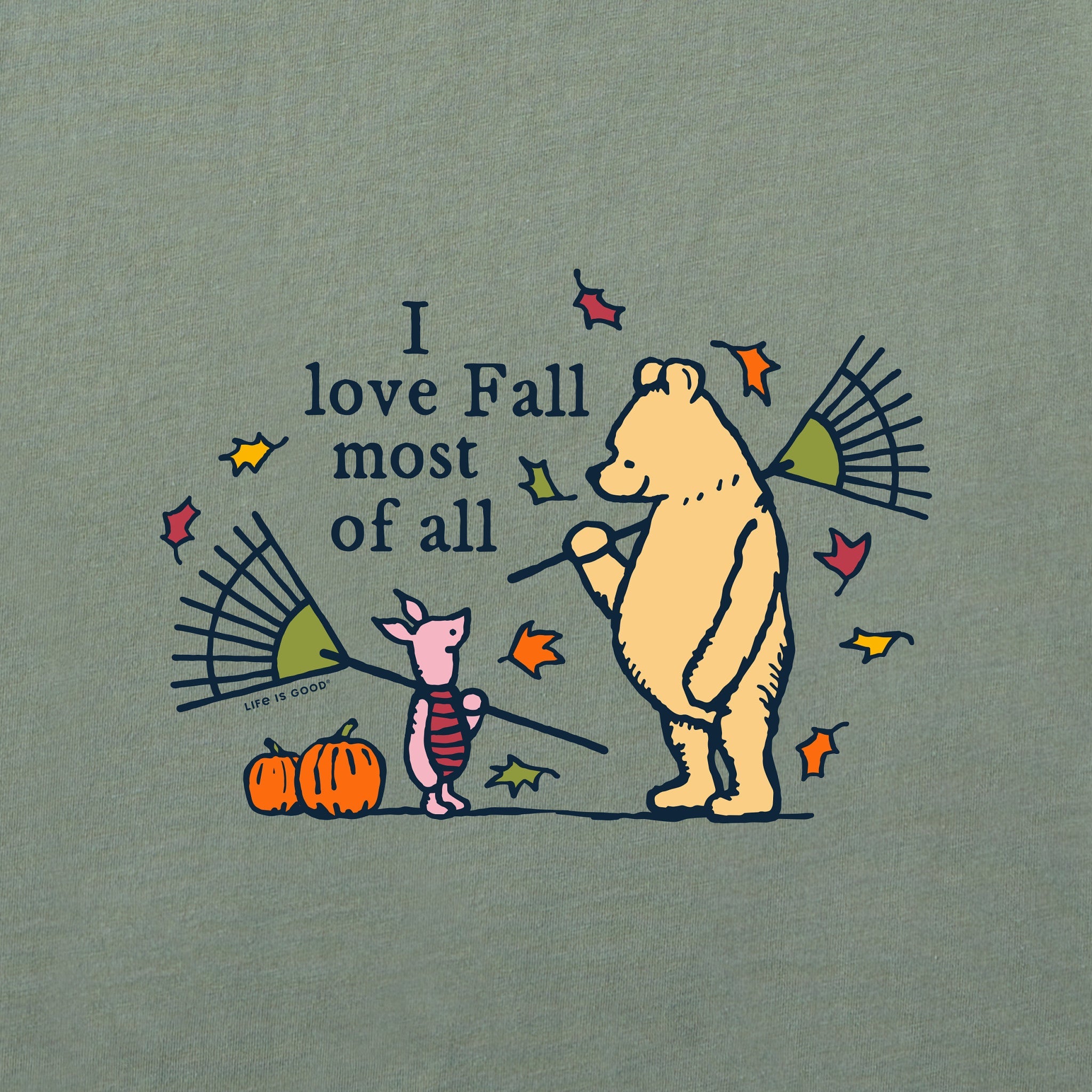 Men's Winnie I love Fall Most of All Long Sleeve Crusher Tee