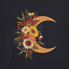 Women's Fall Moon and Flowers Long Sleeve Crusher Tee