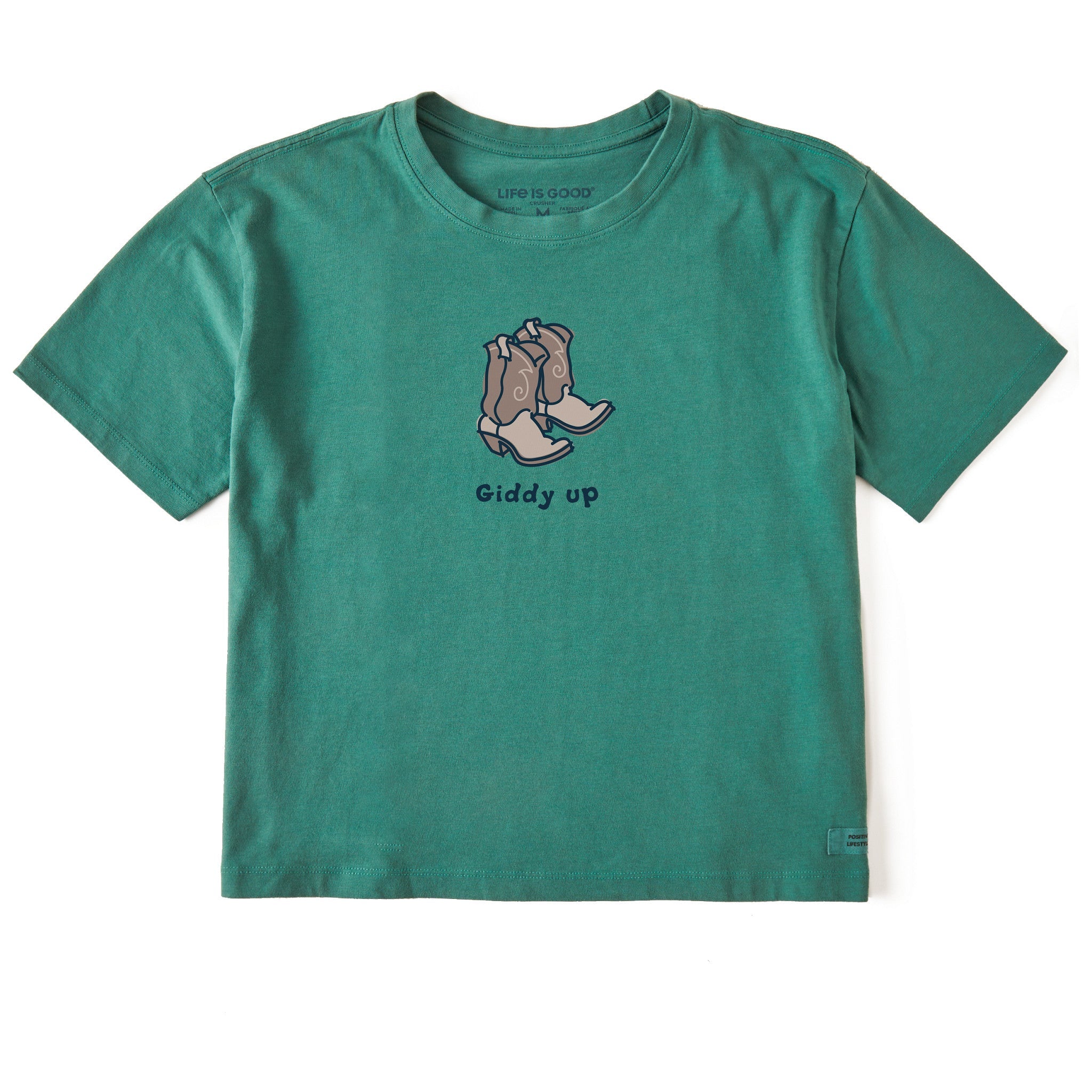 Women's Giddy Up Cowboy Boots Short Sleeve Crusher Boxy Tee