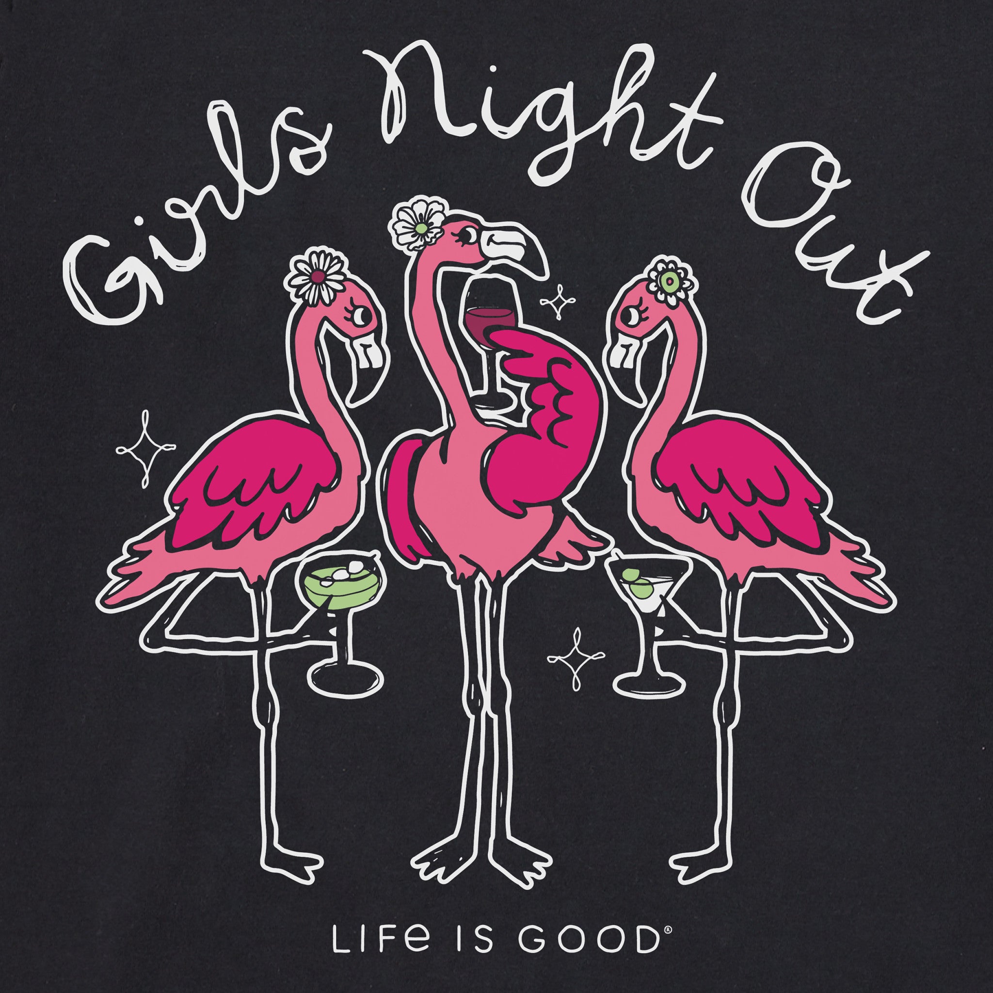Women's Girls Night Out Flamingo Short Sleeve Crusher Vee