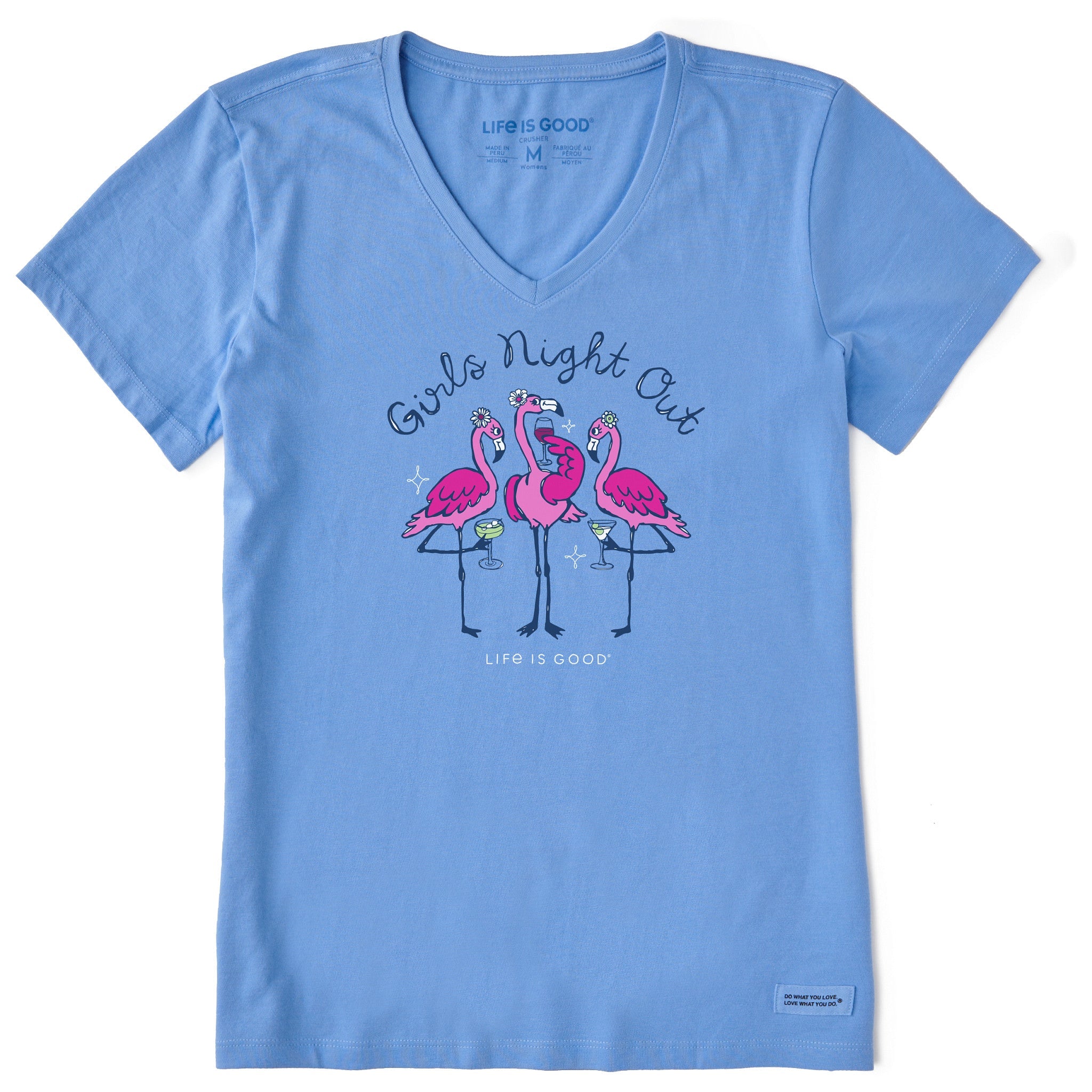 Women's Girls Night Out Flamingo Short Sleeve Crusher Vee