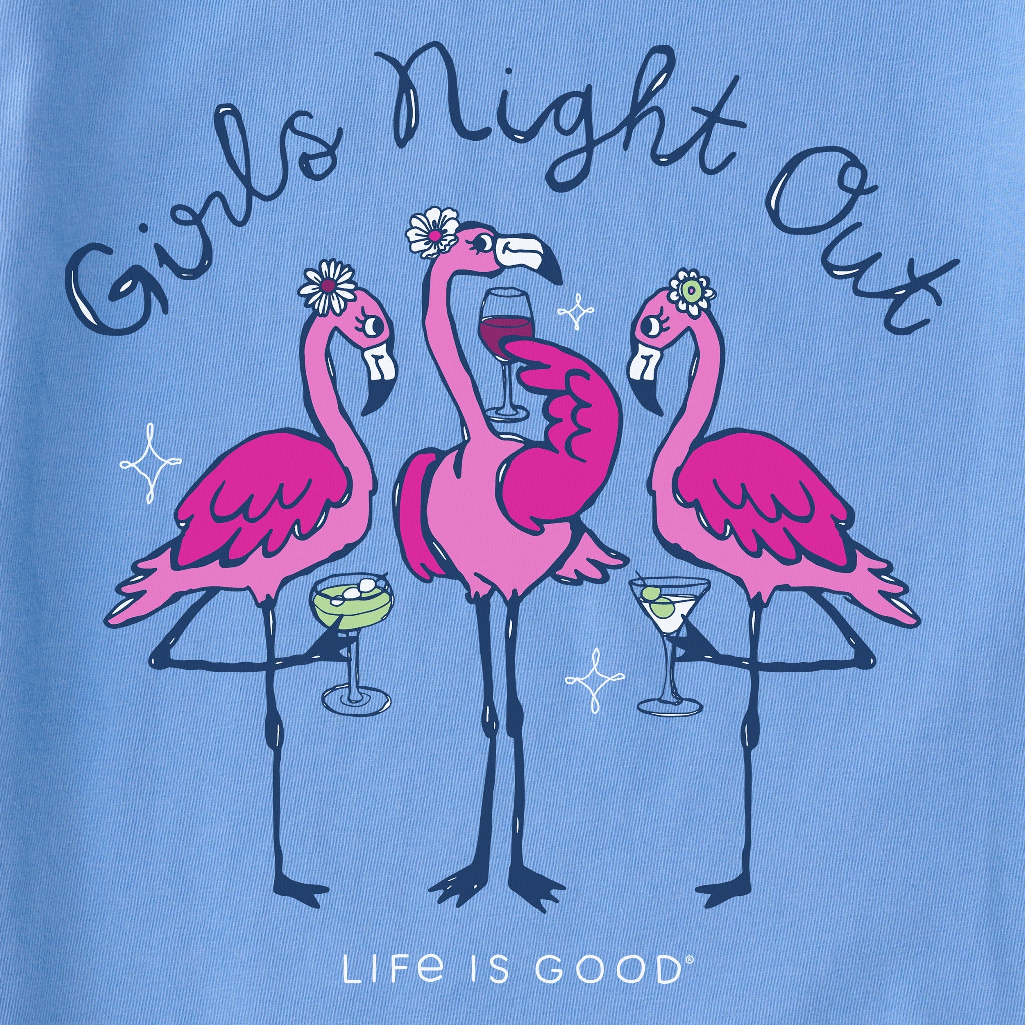 Women's Girls Night Out Flamingo Short Sleeve Crusher Vee