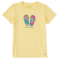 Women's Keep it Simple Tie Dye Flip Flops Short Sleeve Crusher Tee