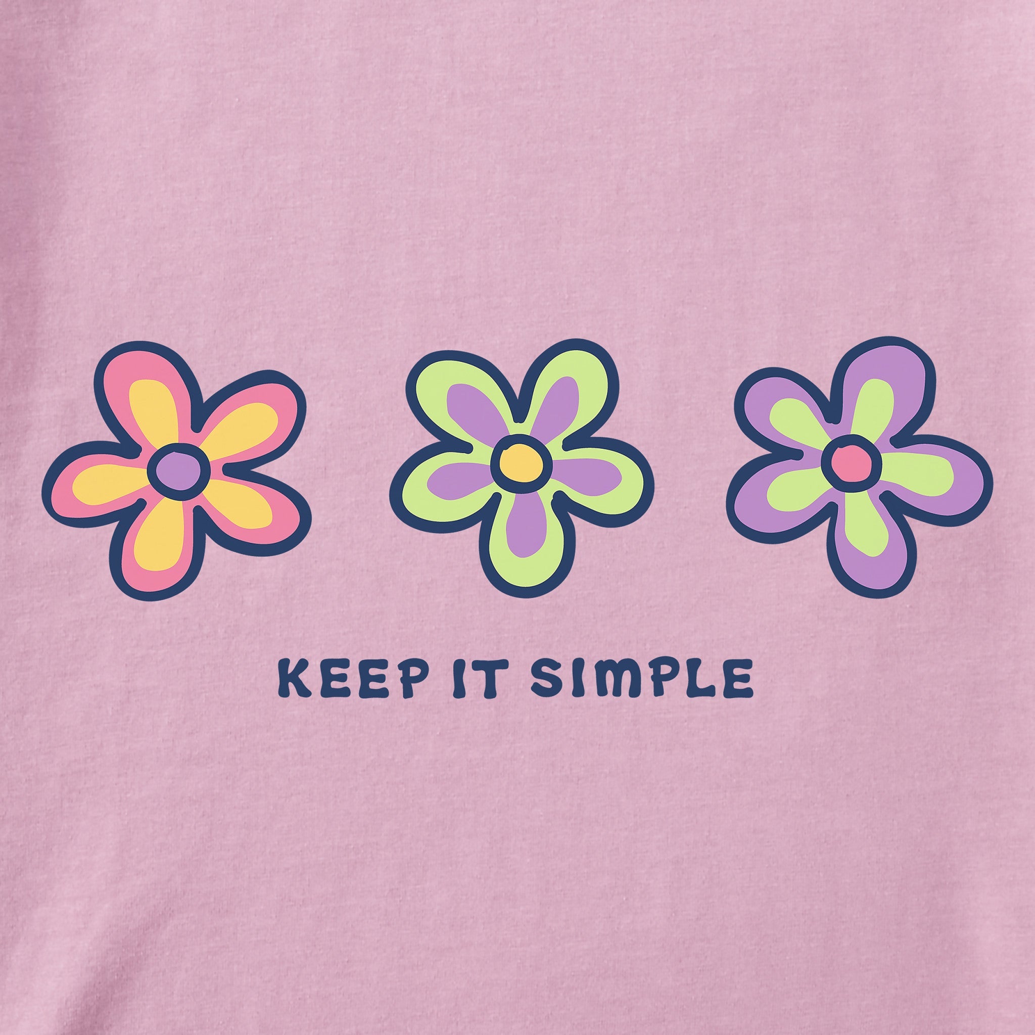 Women's Keep it Simple Three Daisies Short Sleeve Vee
