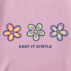 Women's Keep it Simple Three Daisies Short Sleeve Vee