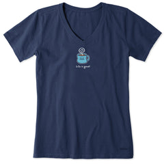 Women's Hot Mug Short Sleeve Crusher Vee