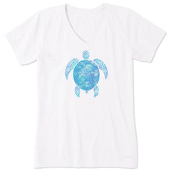 Women's Iridescent Turtle Short Sleeve Crusher Vee