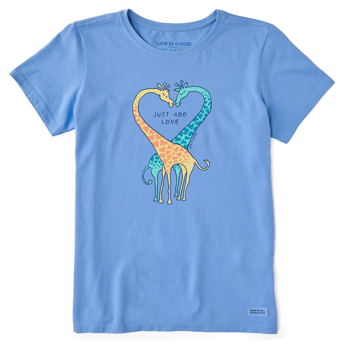 Women's Just Add Love Giraffe Heart Short Sleeve Tee